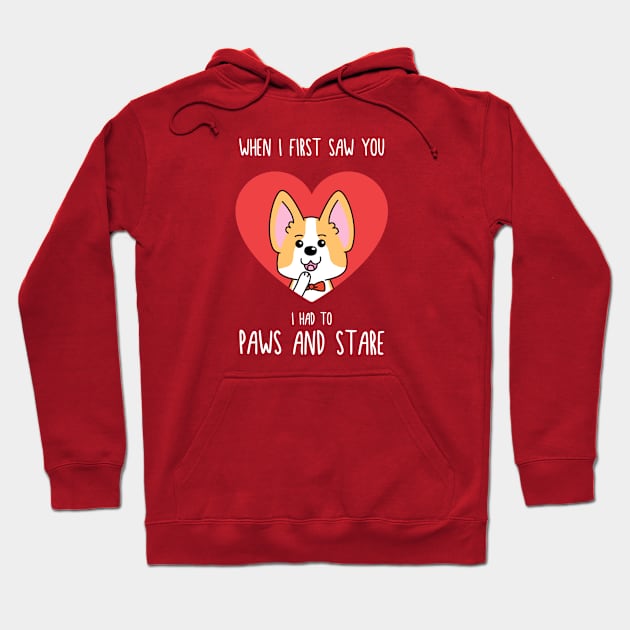 "Paws & Stare" Valentines Day Dog Pun Hoodie by DimensionC169